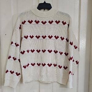 Pink Lily White and Red Heart Sweater